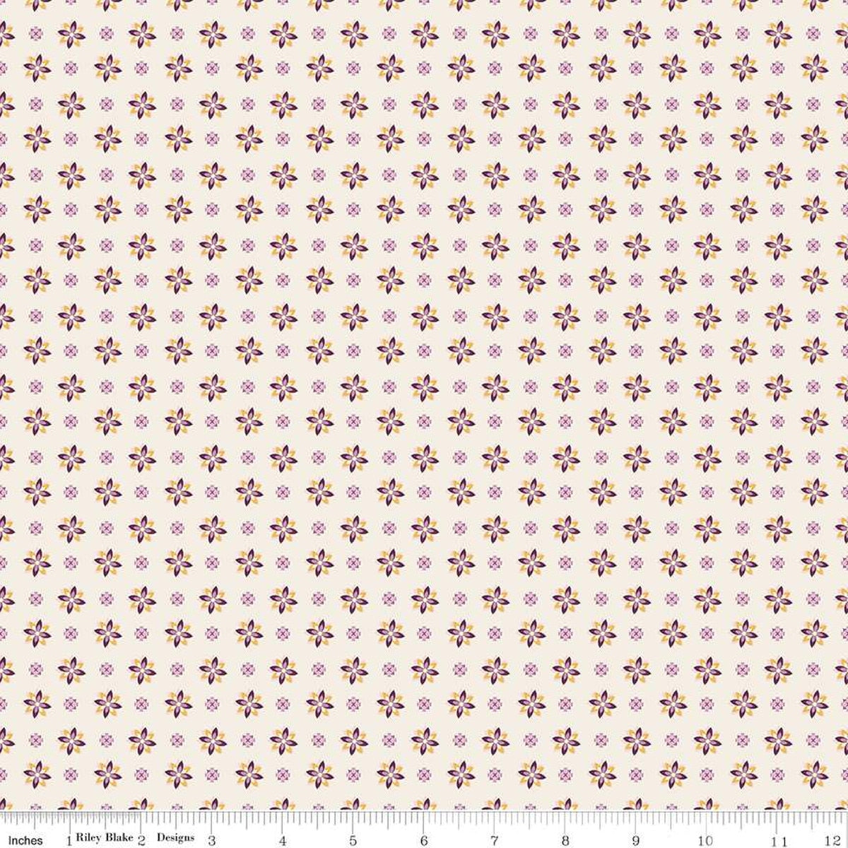 Juju's Petals Calico Cream Cotton 43"/44" Fabric Per Yard