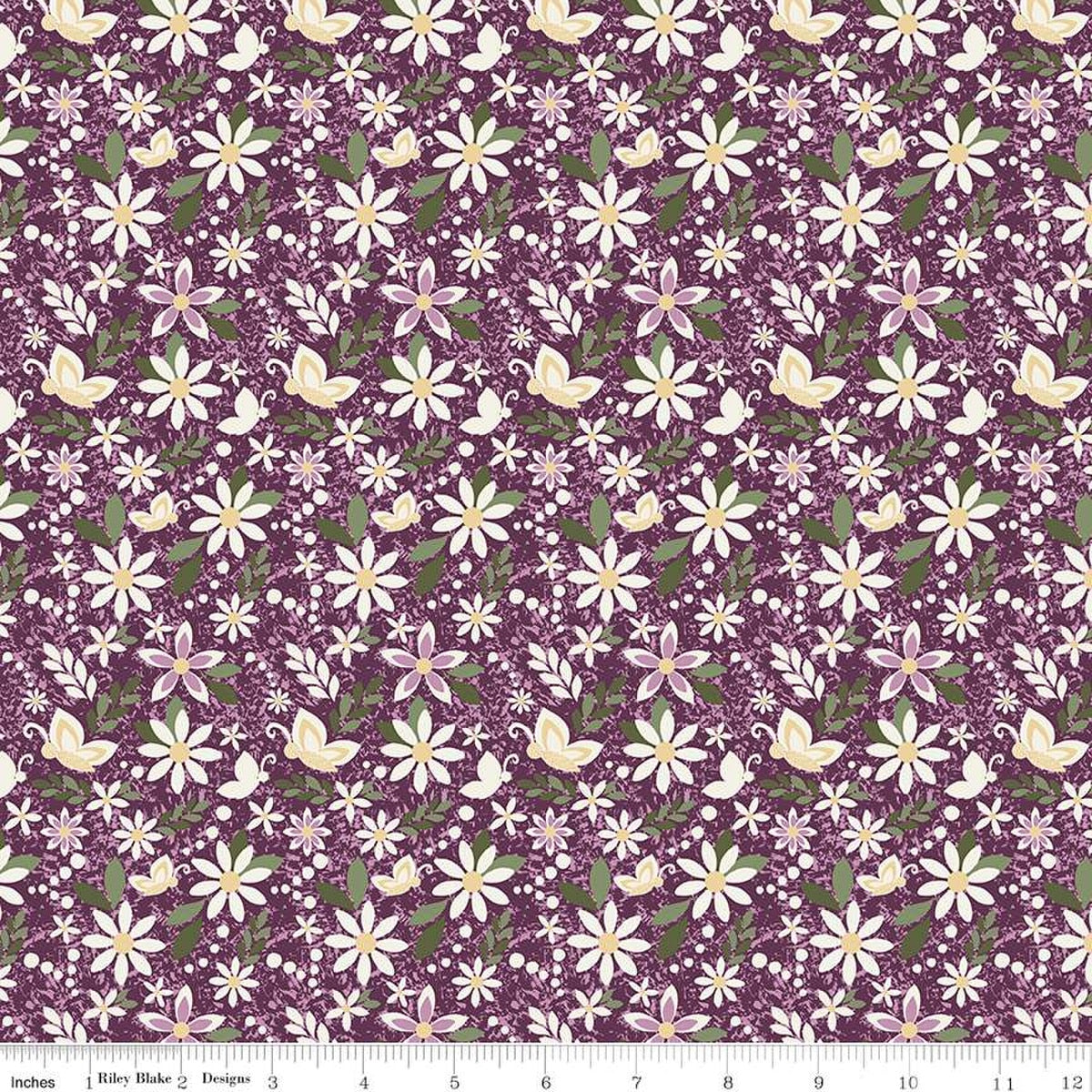 Juju's Petals Dance Purple Cotton 43"/44" Fabric Per Yard