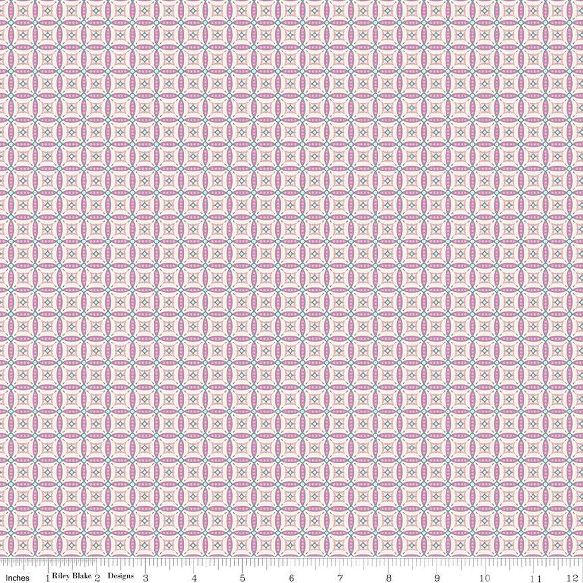 Juju's Petals Mosaic Lilac Cotton 43"/44" Fabric Per Yard