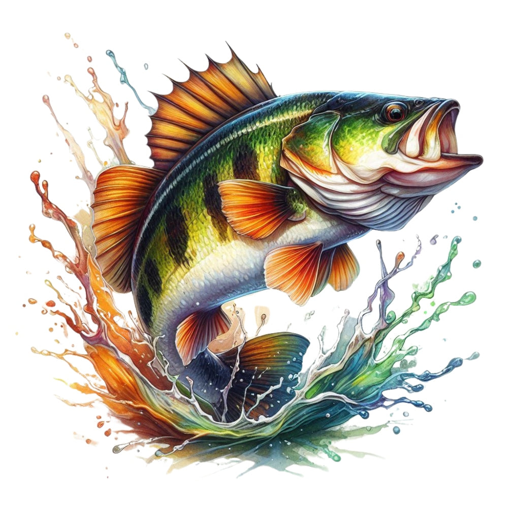 Jumping Bass Fish Fabric Panel 1