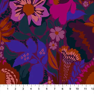 Jumpstart Multi Purple Floral Cotton Wideback Fabric per yard Northcott