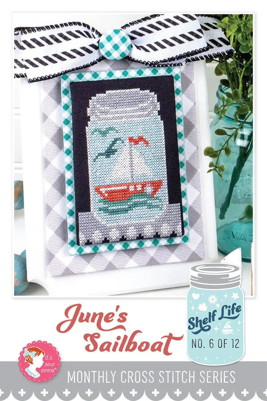 June's Sailboat Shelf Life Cross Stitch Pattern - Linda's Electric Quilters