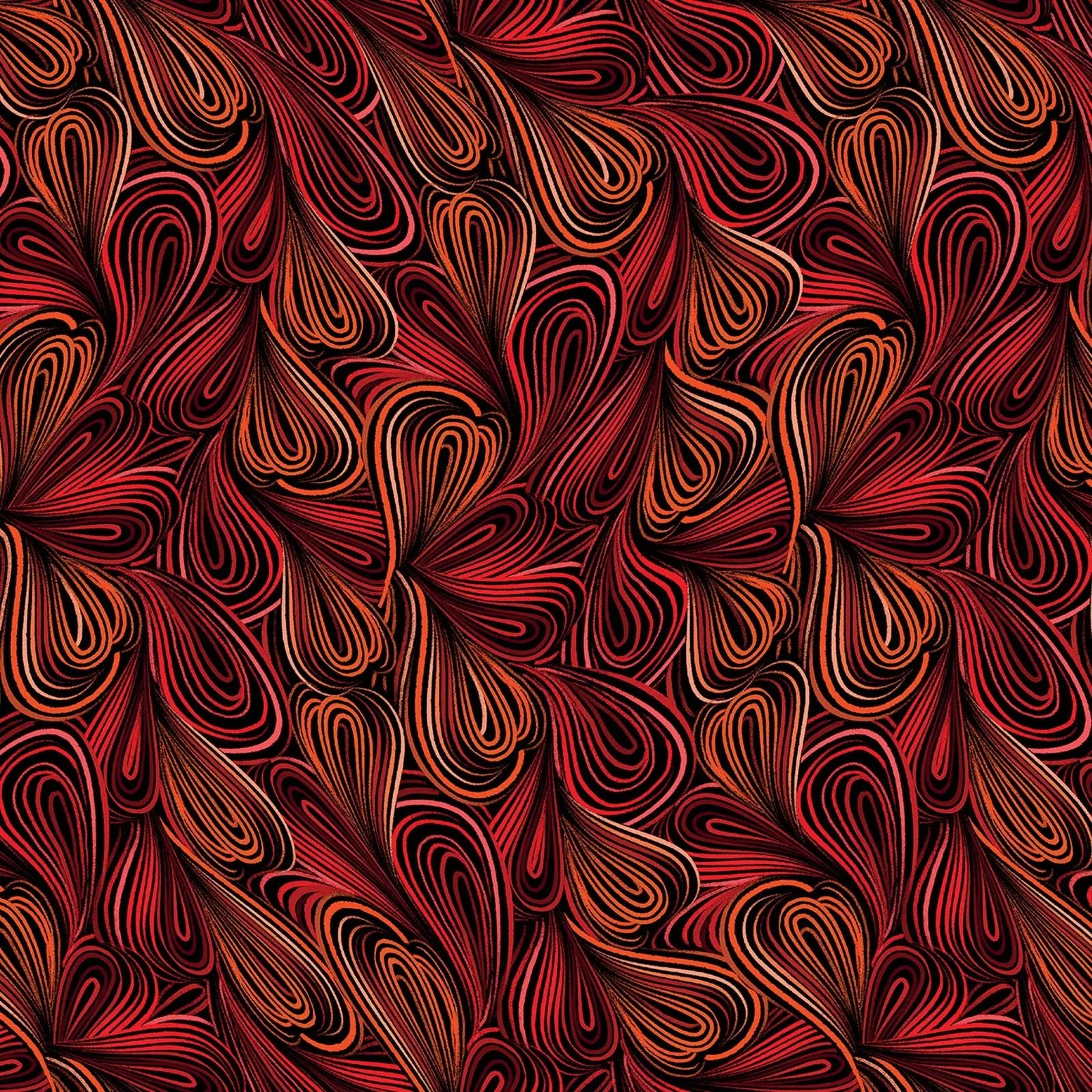 Red and orange modern wave wideback fabric