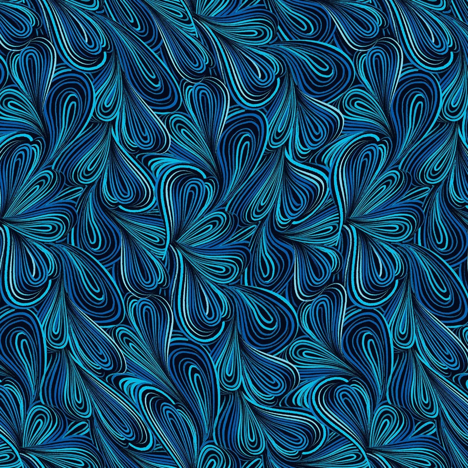 Multi Blue modern swirl wideback fabric. 