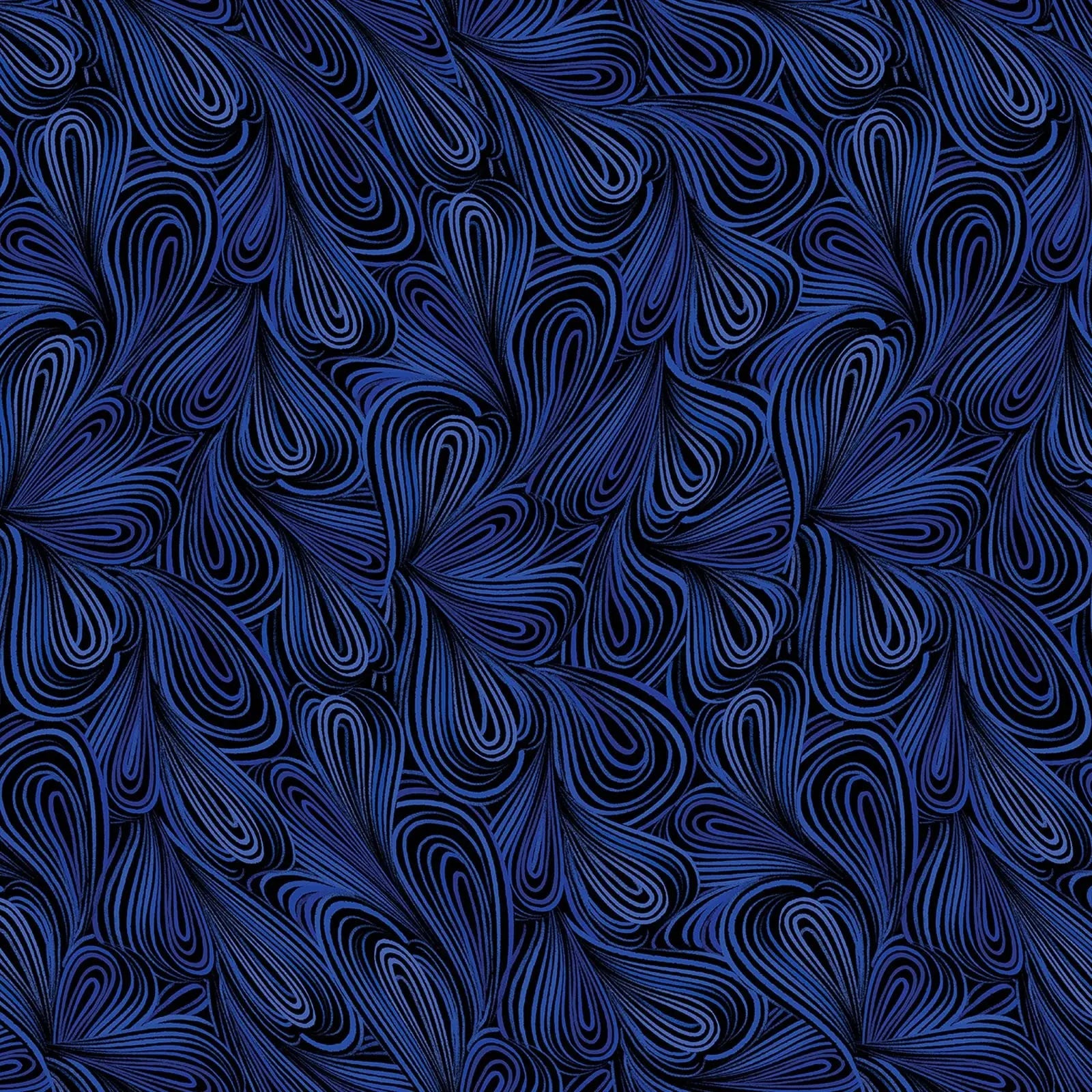 Navy blue modern swirl wideback fabric