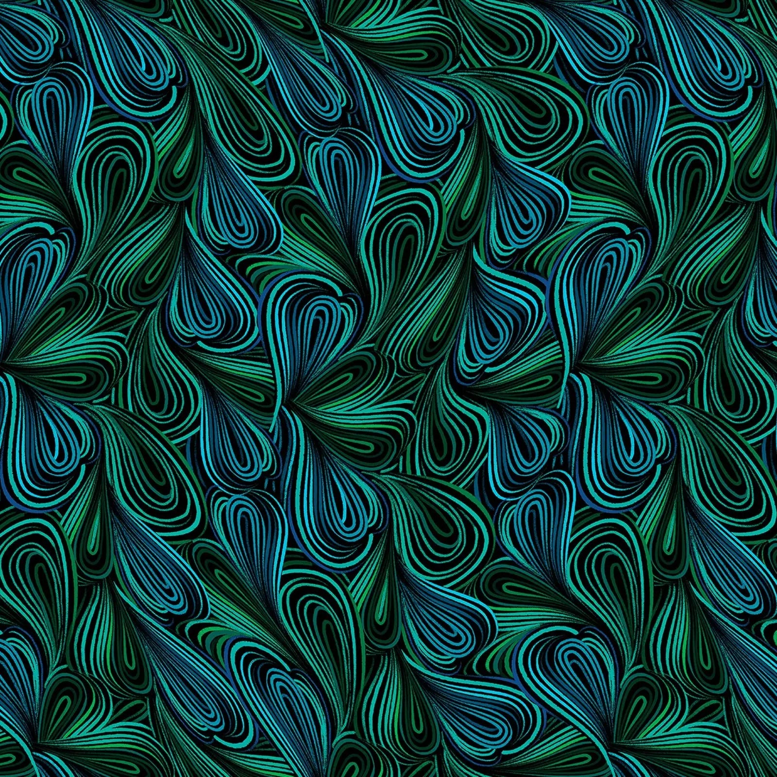 Blue green modern swirl wideback fabric