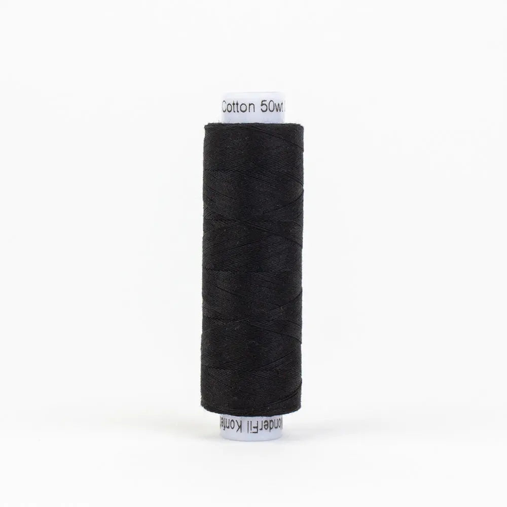 KT200 - Konfetti™ 50wt Egyptian Cotton Black Thread WonderFil USA