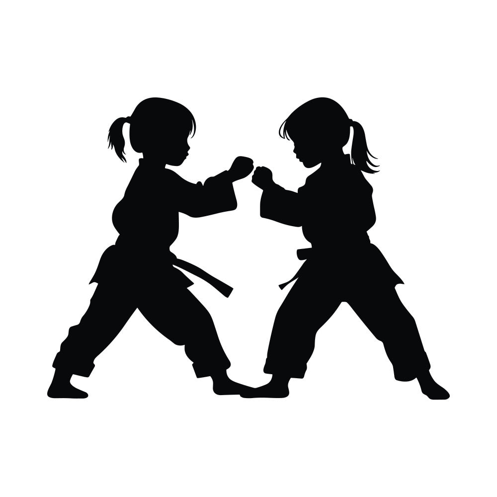 Karate Silhouette Fabric Panel 10
