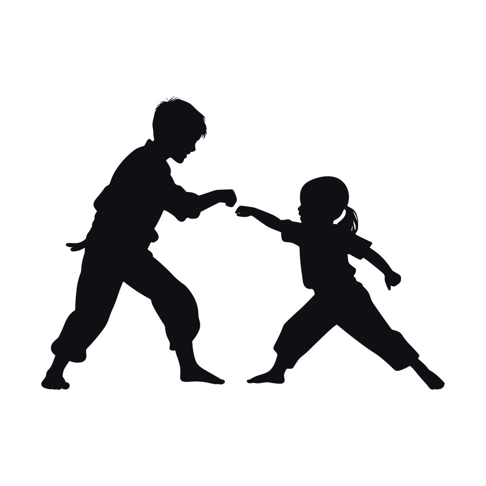 Karate Silhouette Fabric Panel 5