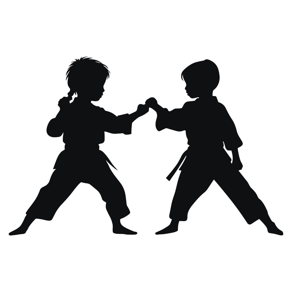 Karate Silhouette Fabric Panel 6