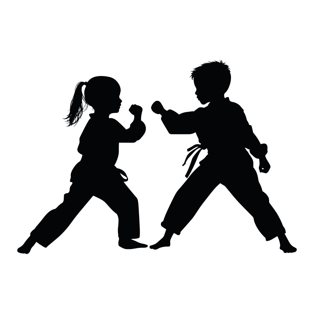 Karate Silhouette Fabric Panel 8