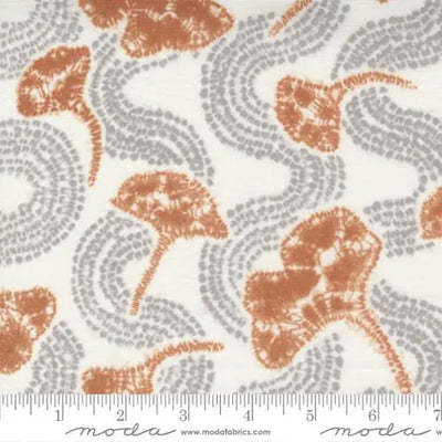 Kawa Pewter Ginko Leaf Shibori 44"/45" Fabric Per Yard
