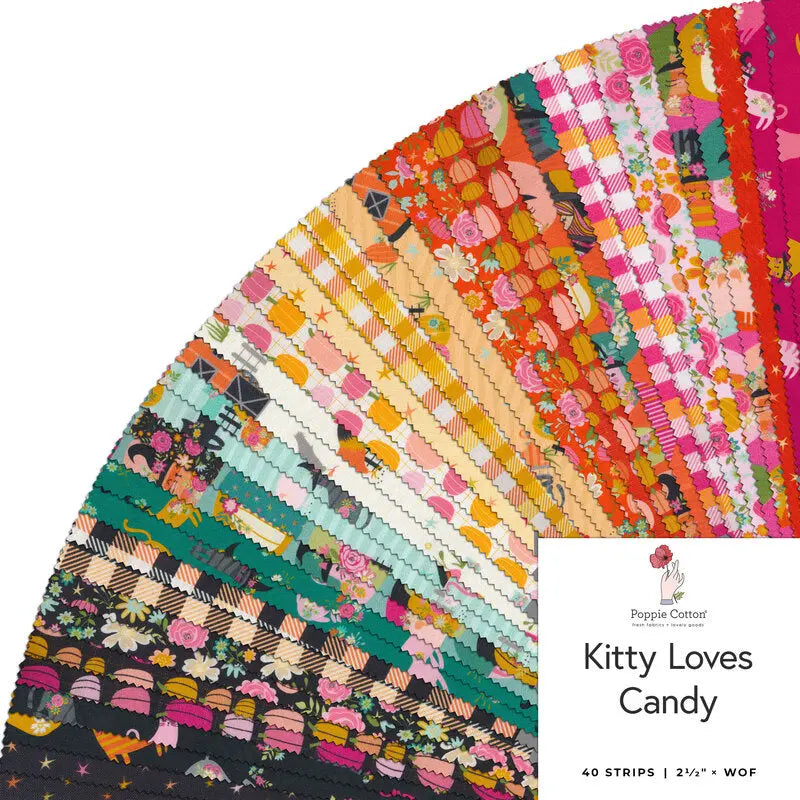 Kitty Loves Candy Poppie Cotton 2.5" Strips Poppie Cotton