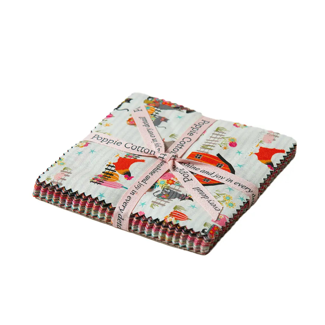 Kitty Loves Candy Poppie Cotton 5" Squares Poppie Cotton