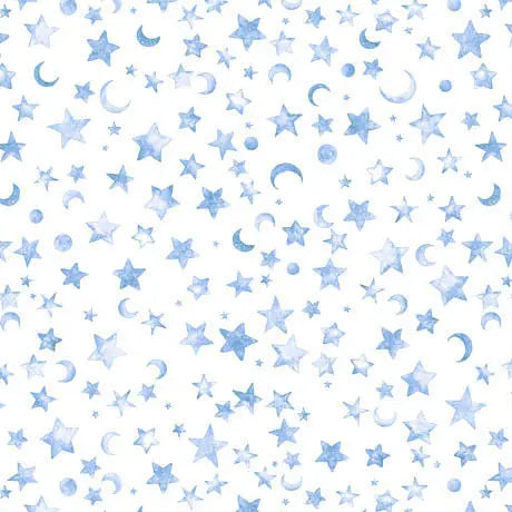 LIL' WIZARDS - Moon & Stars - BLUE QT fabrics