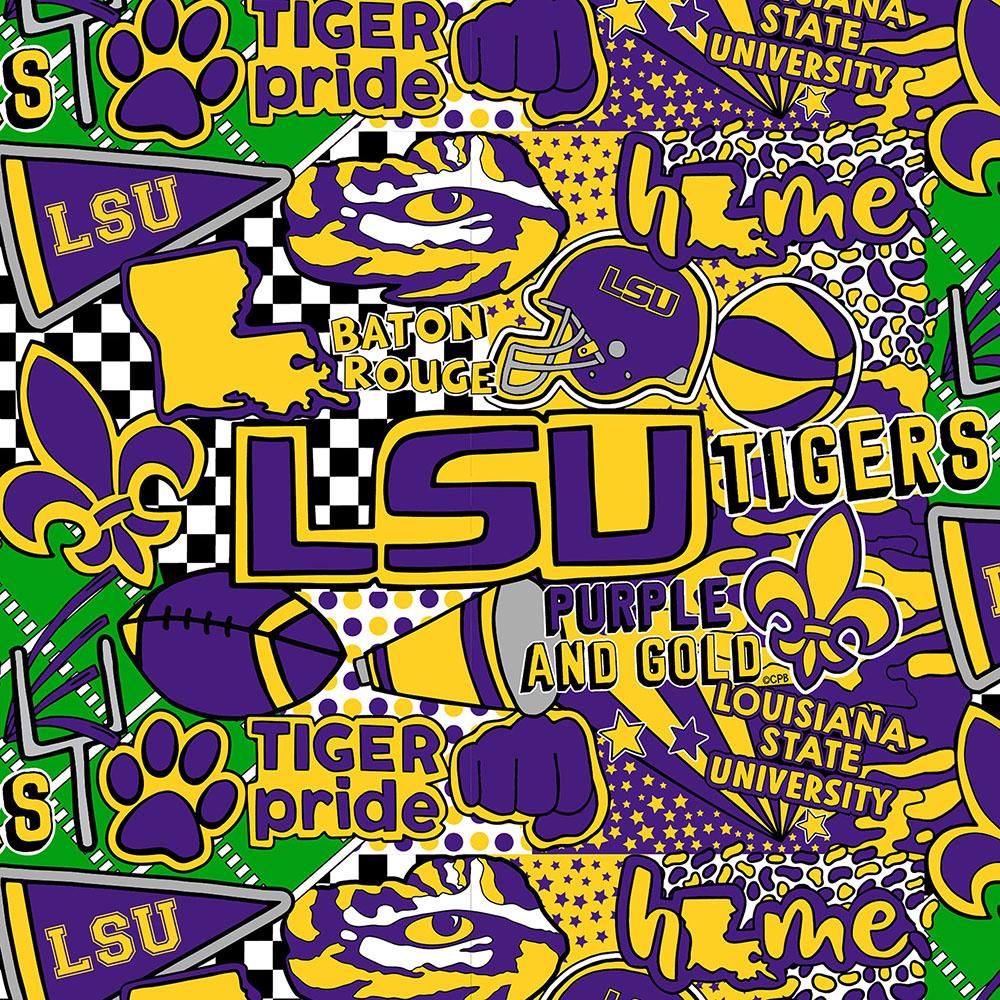 LSU Tigers - Pop Art 44"/45" Fabric per yard
