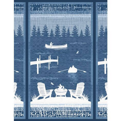 Wilmington Prints Lake Retreat large fabric panel 24 by 42 inches