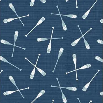 Lake Retreat - Oar Toss - Blue 44" / 45" Fabric Per Yard The Fabric Company
