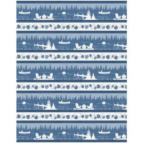 Lake Retreat - Repeating Stripe - Blue 44" / 45" Fabric Per Yard The Fabric Company