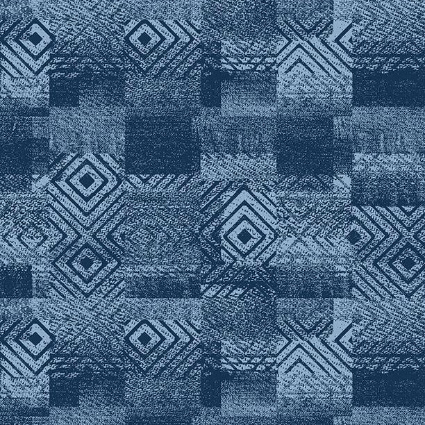 Lake Retreat Diamond Patchwork Texture Navy Blue Cotton 44"/45" Fabric Per Yard