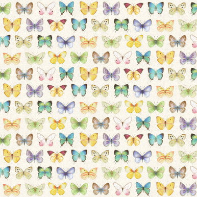 Large Butterflies - Multi Fluttering Florals Cotton 43"/44" Fabric Per Yard