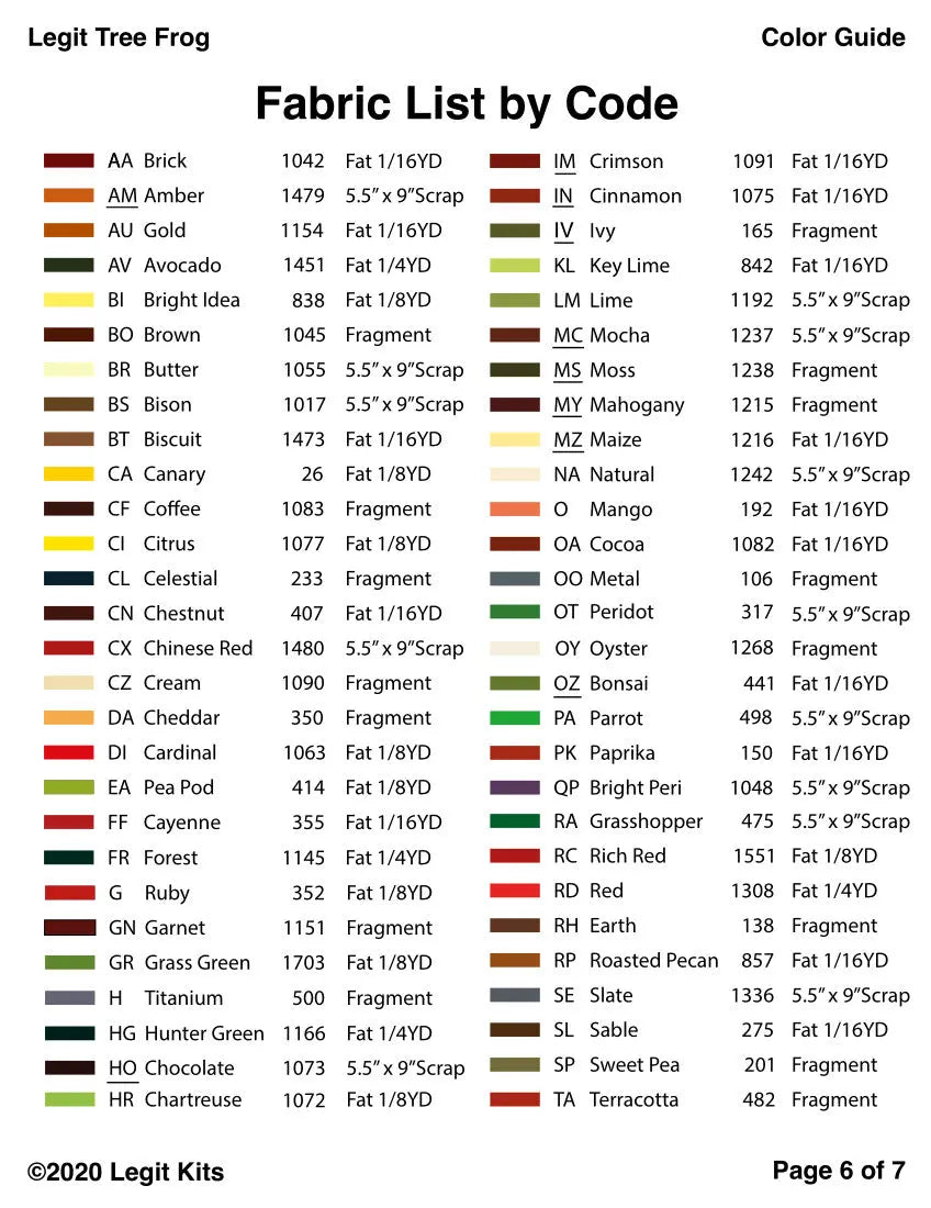 Legit Tree Frog Pattern Legit Kits