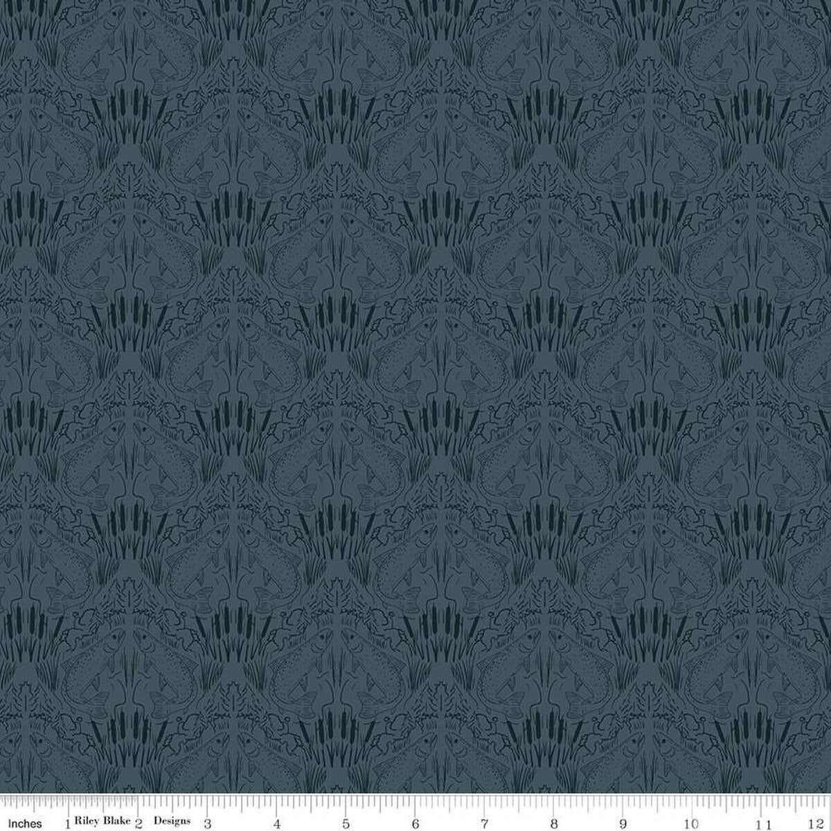 Let's Wander First Catch Blue Cotton 43"/44" Fabric Per Yard