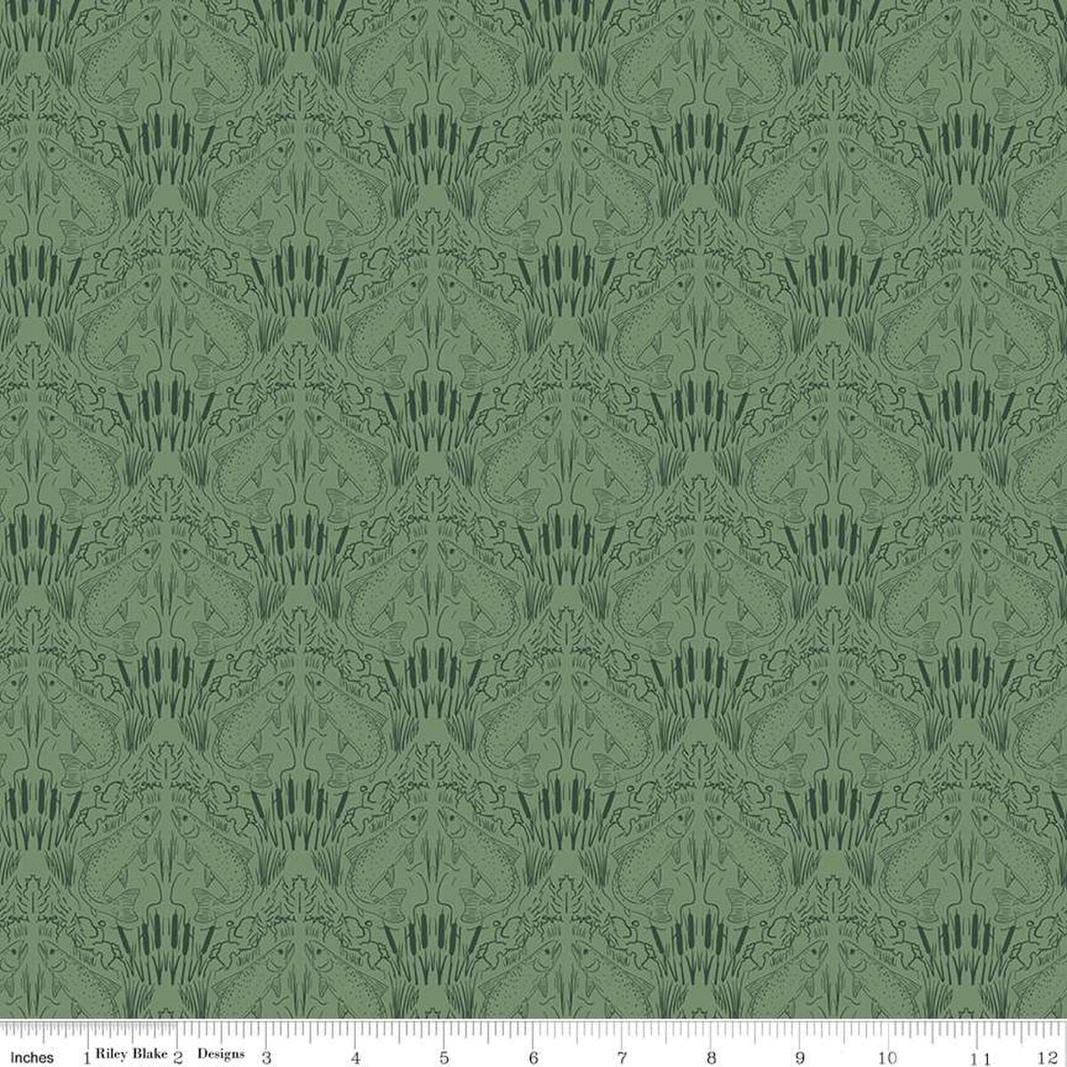 Let's Wander First Catch Sage Cotton 43"/44" Fabric Per Yard