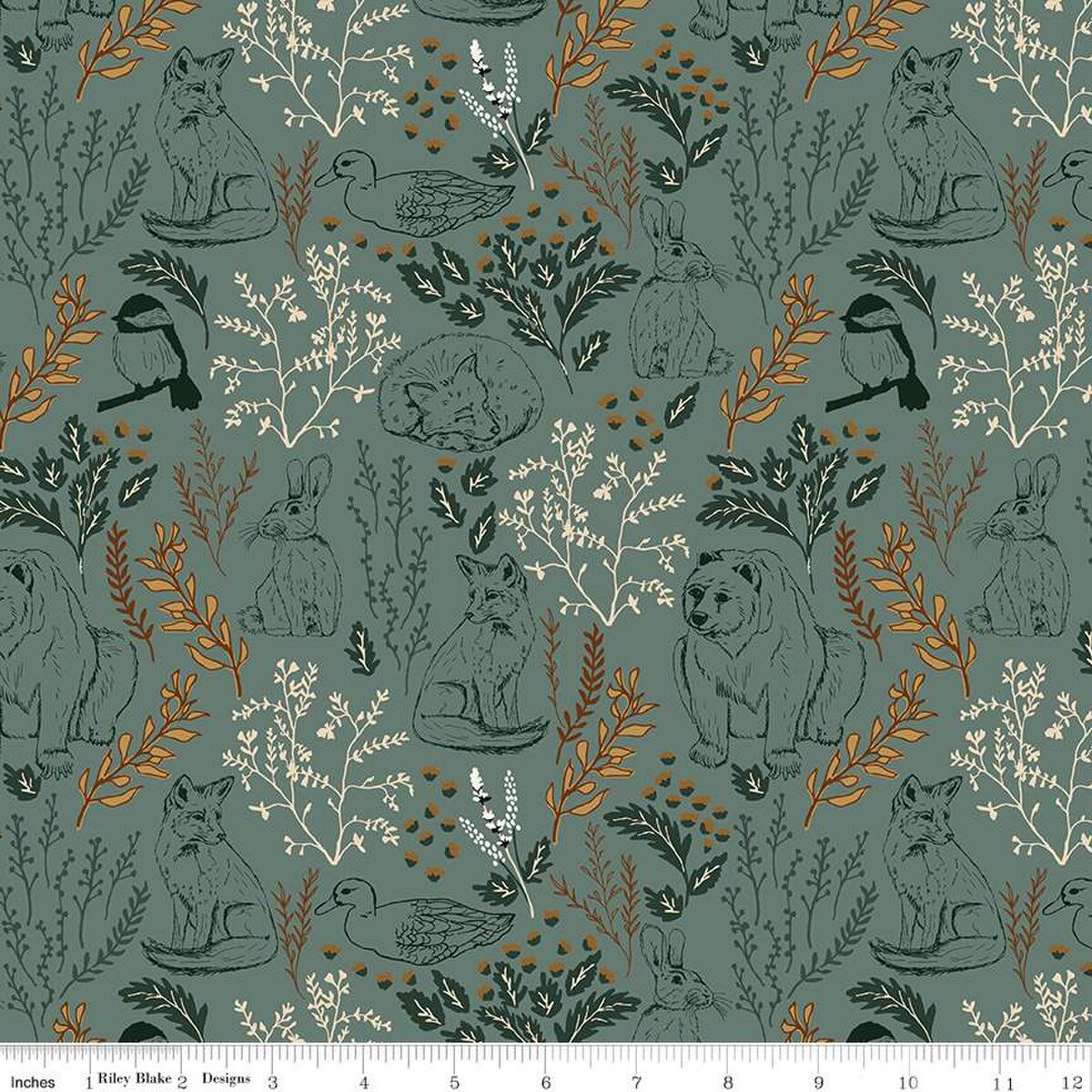 Let's Wander Main Teal Cotton 43"/44" Fabric Per Yard
