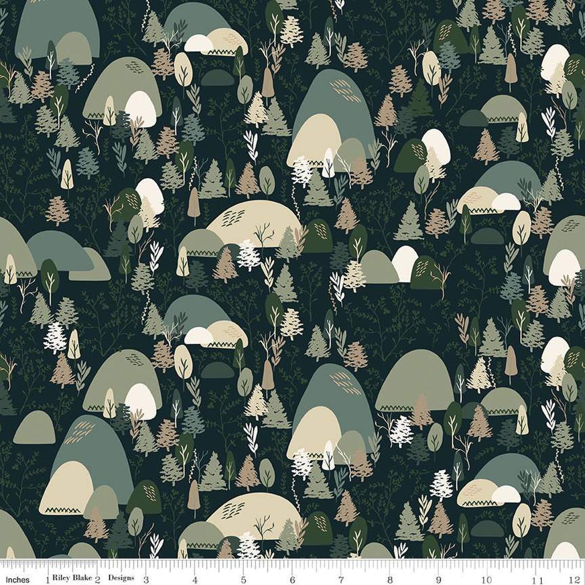 Let's Wander Mountain Music Navy Cotton 43"/44" Fabric Per Yard