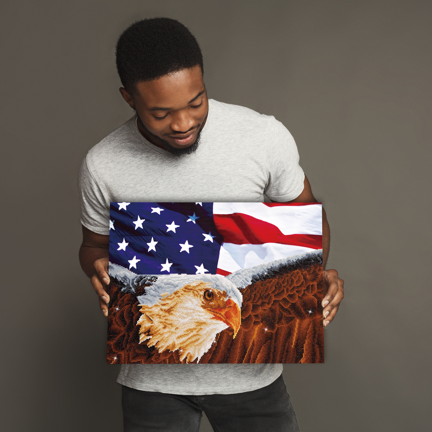 Diamond Dotz Bald Eagle & Flag - 28.0" x 22.0"
