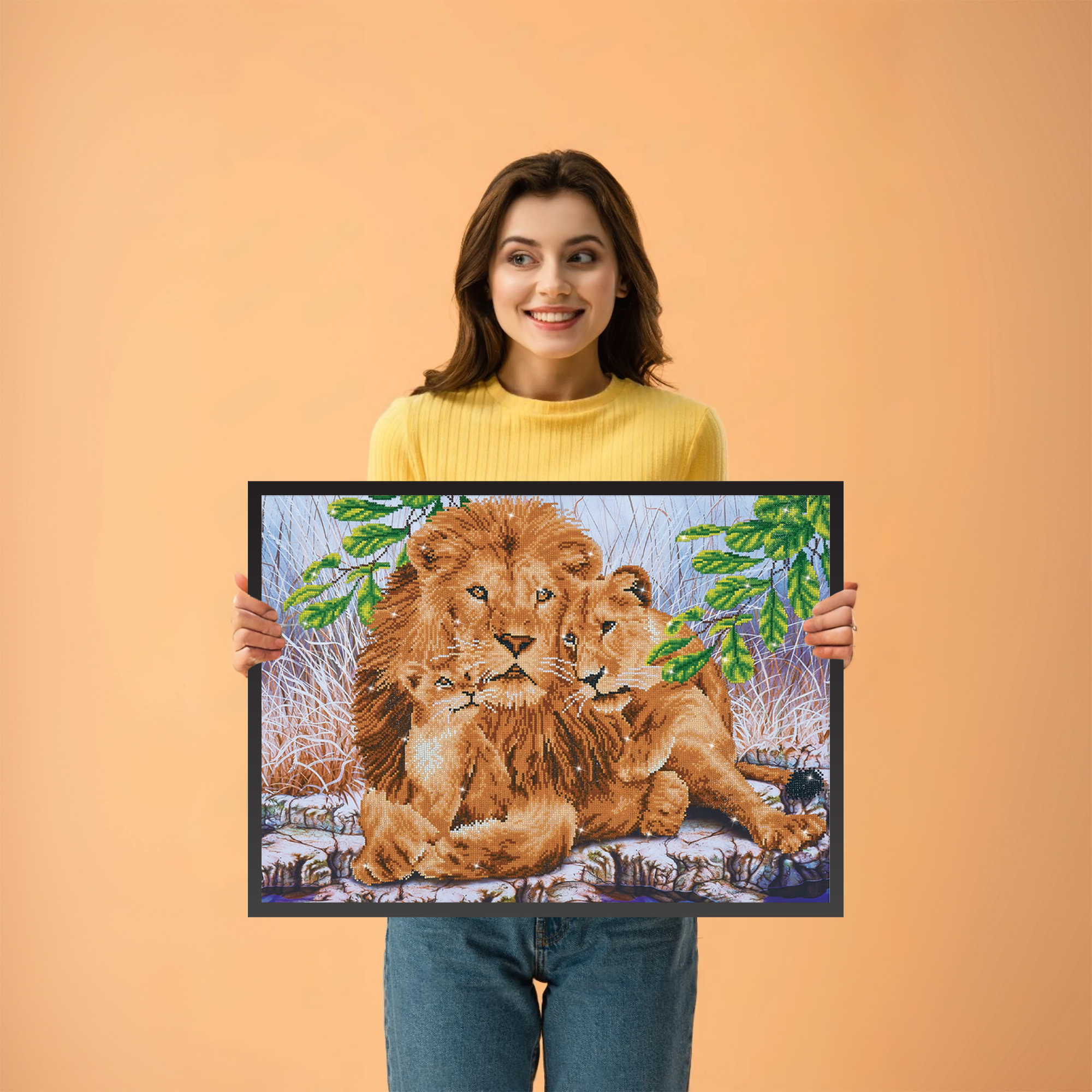 Diamond Dotz Lion Family - 30.3" x 21.7"