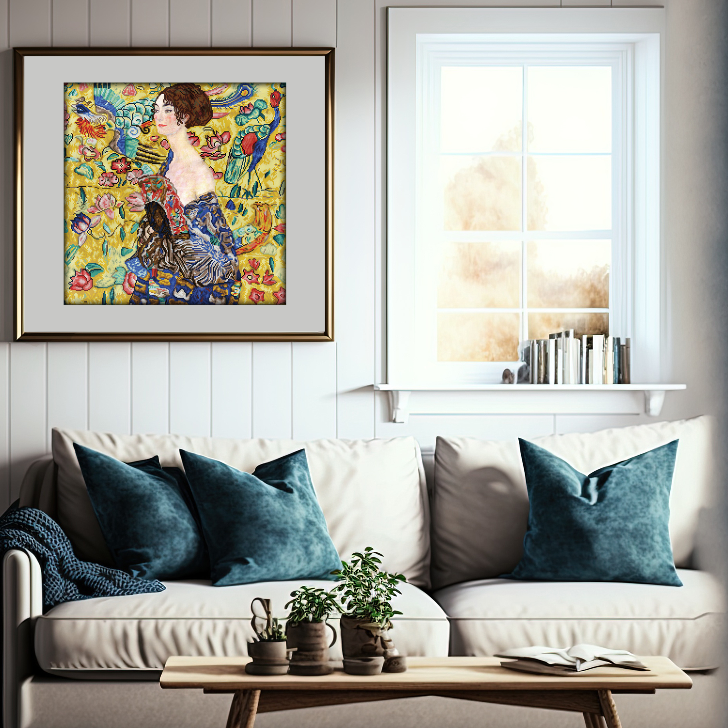 Diamond Dotz Lady with Fan (apres Klimt) - 26.4" x 26.4"