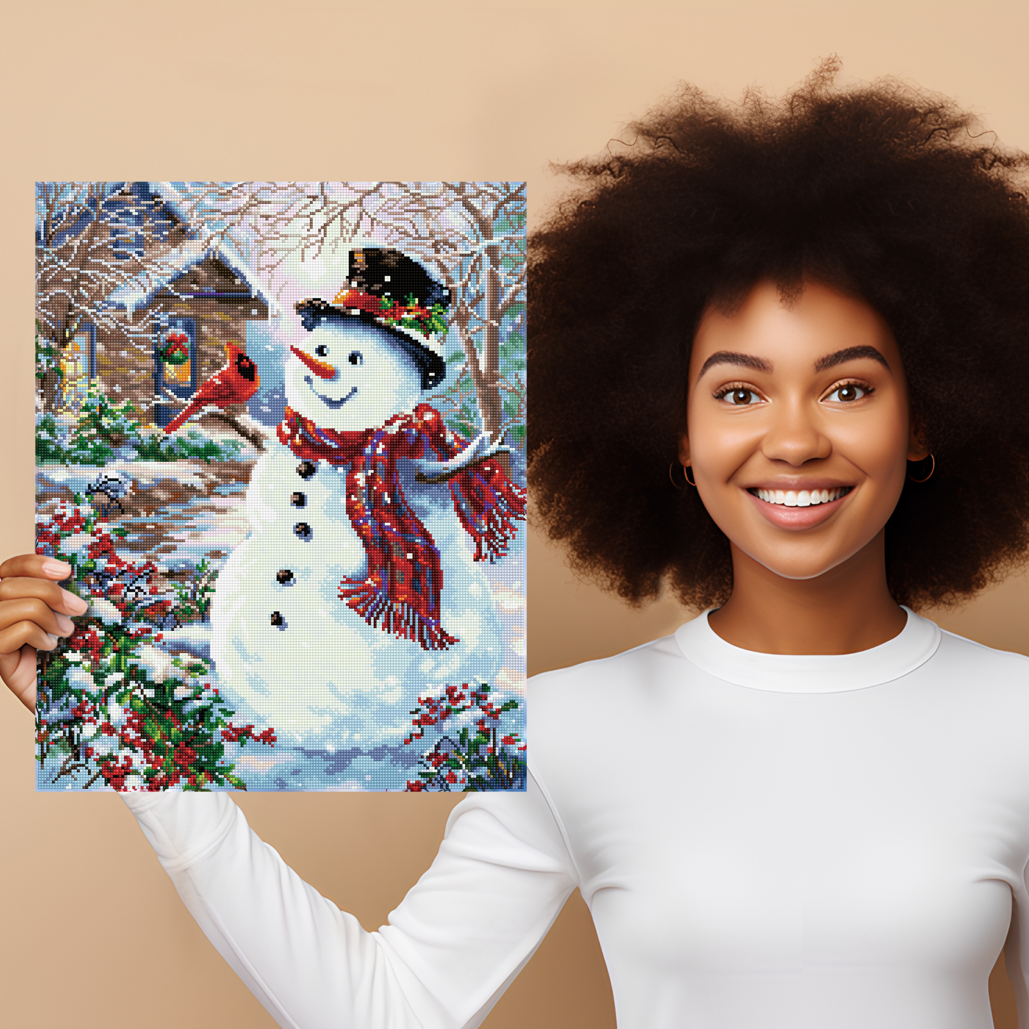 Diamond Dotz Snowman & Feathered Friend - 19.7" x 24.4"