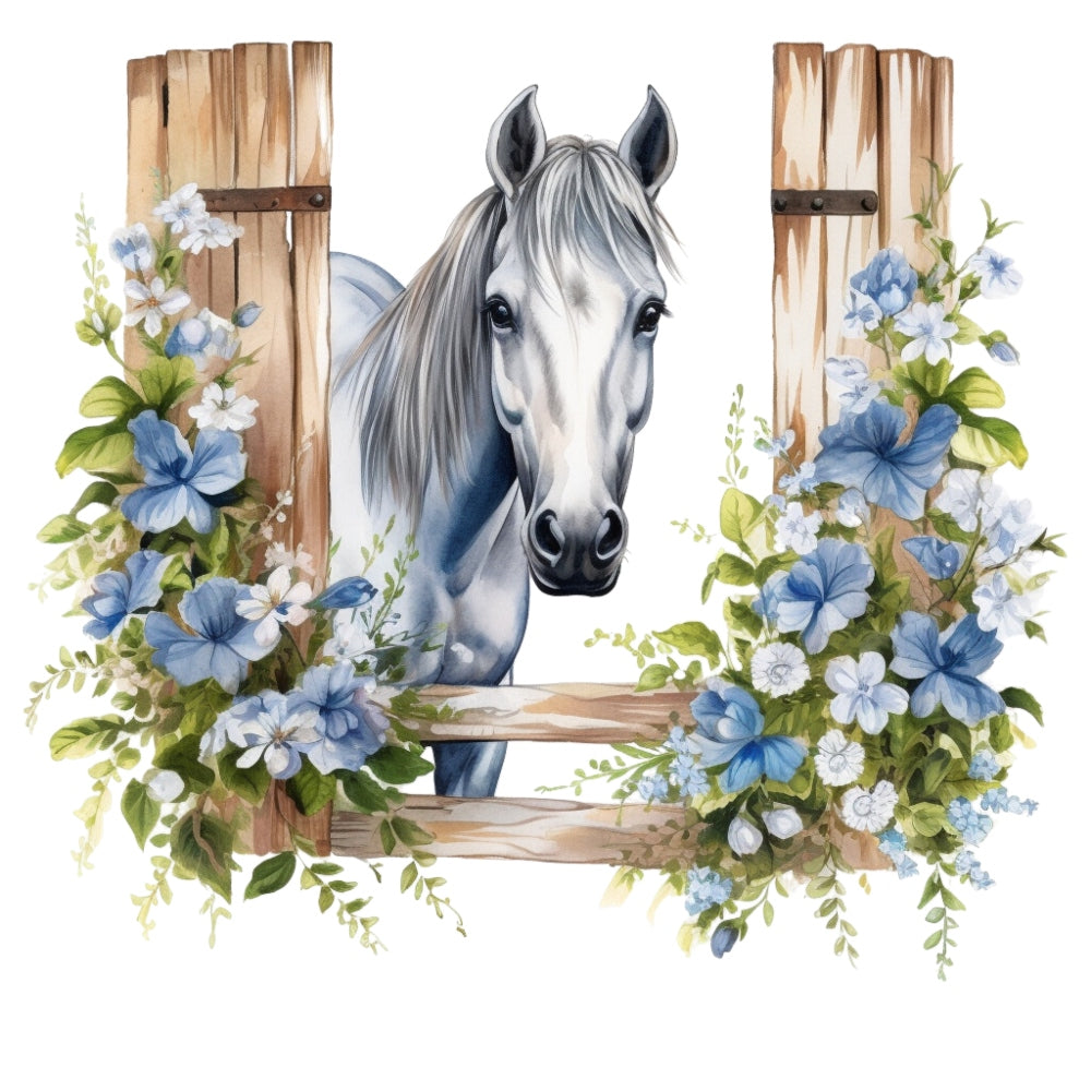 Light Blue Farm Animals Fabric Panel 15