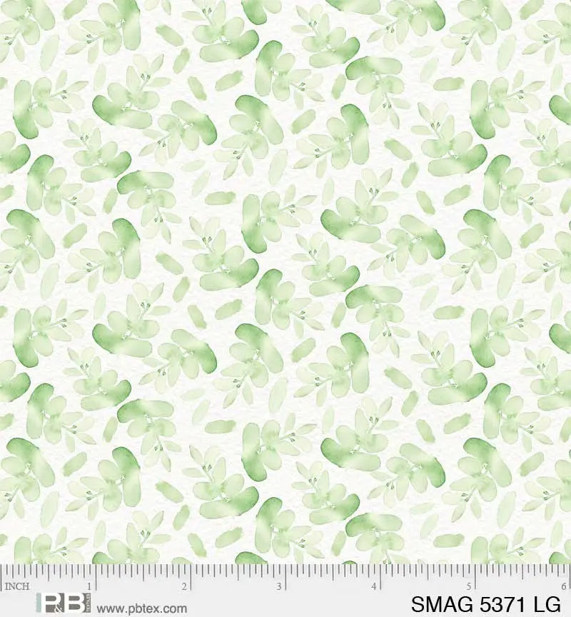 Light Green Leaf Toss Cotton 44"/45" Fabric Per Yard