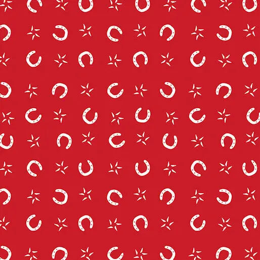 Lil' Buckaroos - Lil' Horseshoes - Red 44" / 45" Fabric Per Yard The Fabric Company
