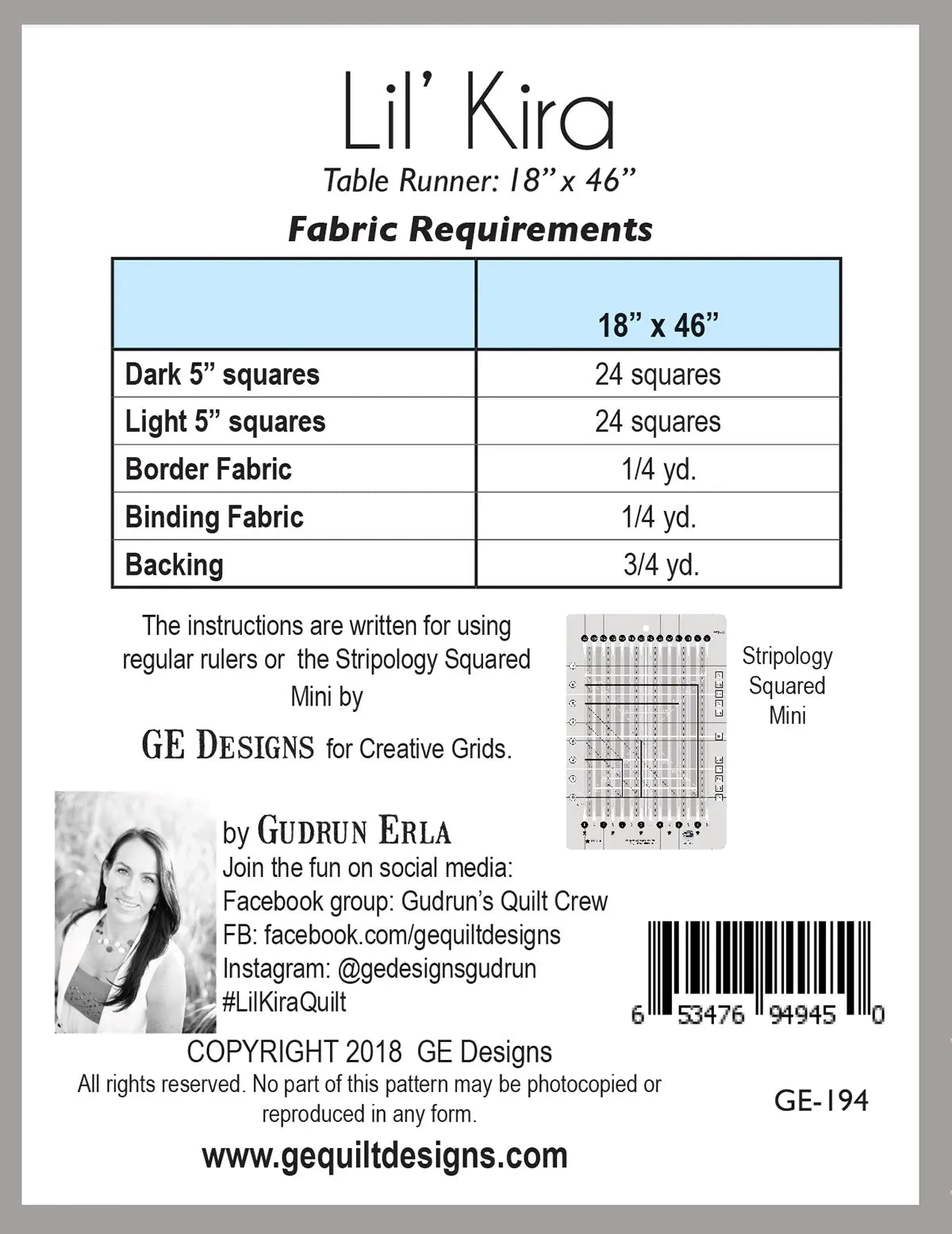 Lil' Kira - Table Runner Pattern 194 GE Designs