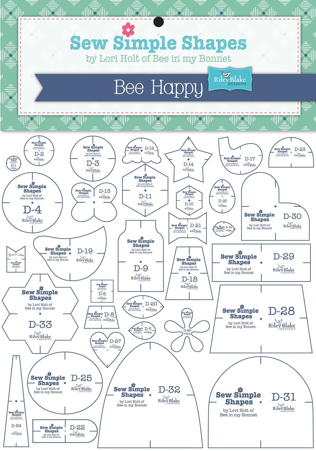 Lori Holt Bee Happy Template Set (33pcs) - Linda's Electric Quilters