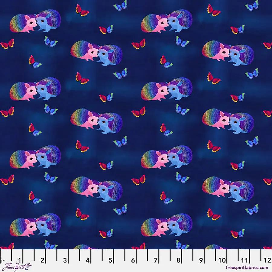 Love Bright Navy Cotton 44"/45" Fabric Per Yard Free Spirit Fabrics
