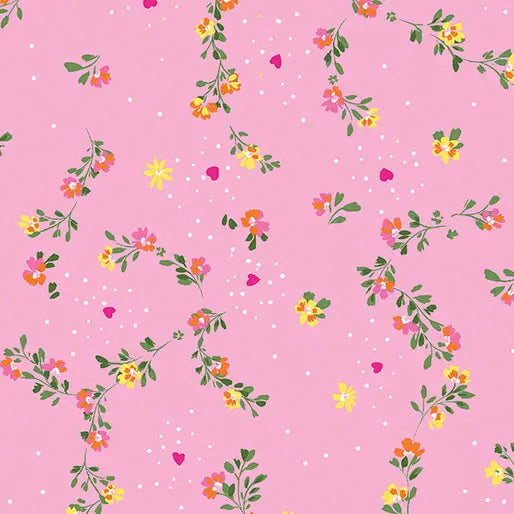 Love Grows Here - Floral Trellis - Pink 44" / 45" Fabric Per Yard The Fabric Company