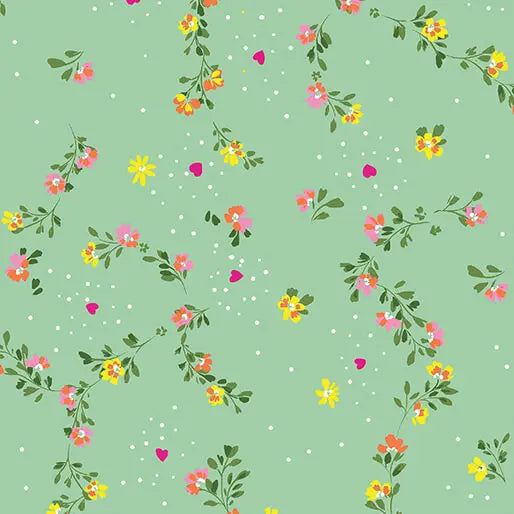Love Grows Here - Floral Trellis - Sage Green 44" / 45" Fabric Per Yard The Fabric Company