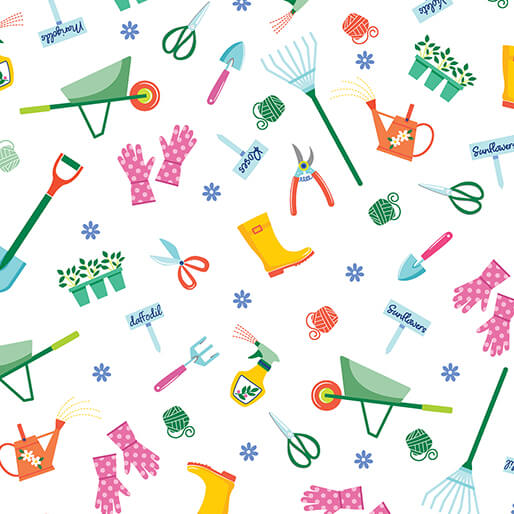 Love Grows Here - Love To Garden - White 44" / 45" Fabric Per Yard