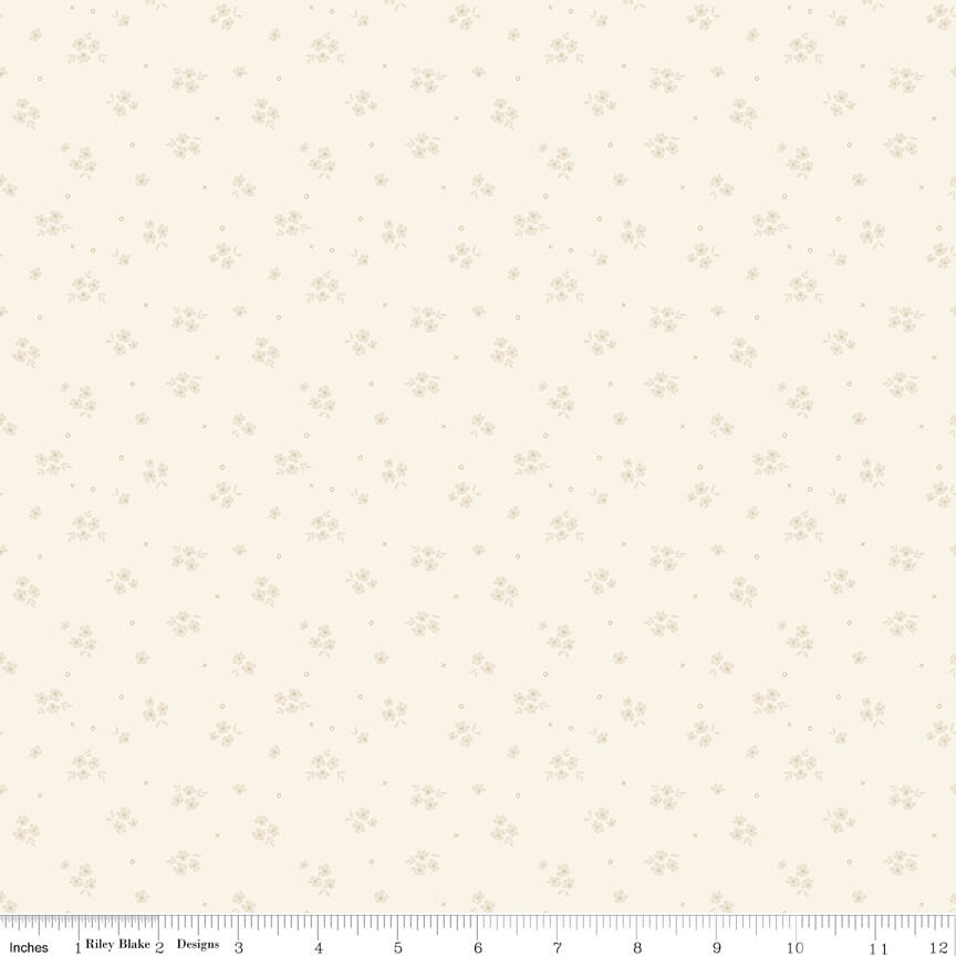 Riley Blake Love You Always ditsy cream quilting cotton by the yard