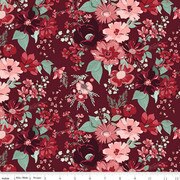 Love You Always Main Burgundy Cotton 43"/44" Fabric Per Yard