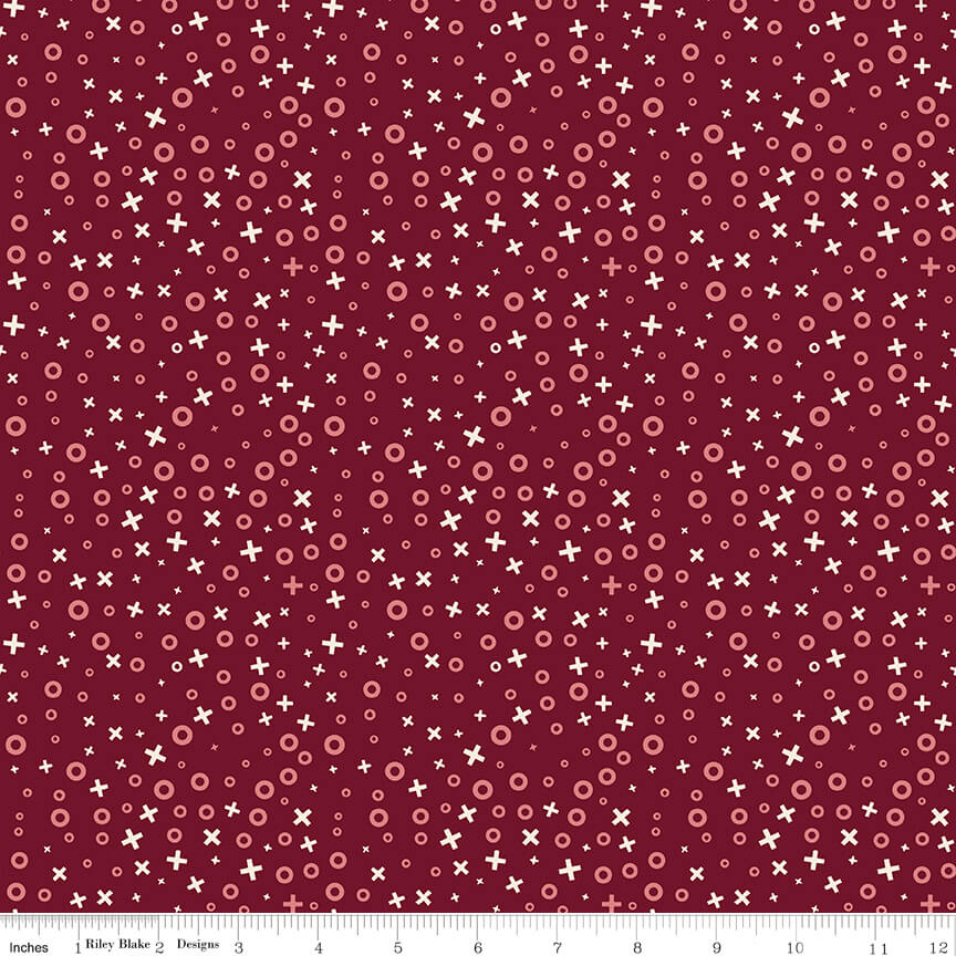 Love You Always - XOs - Burgundy 44"/45" Fabric Per Yard