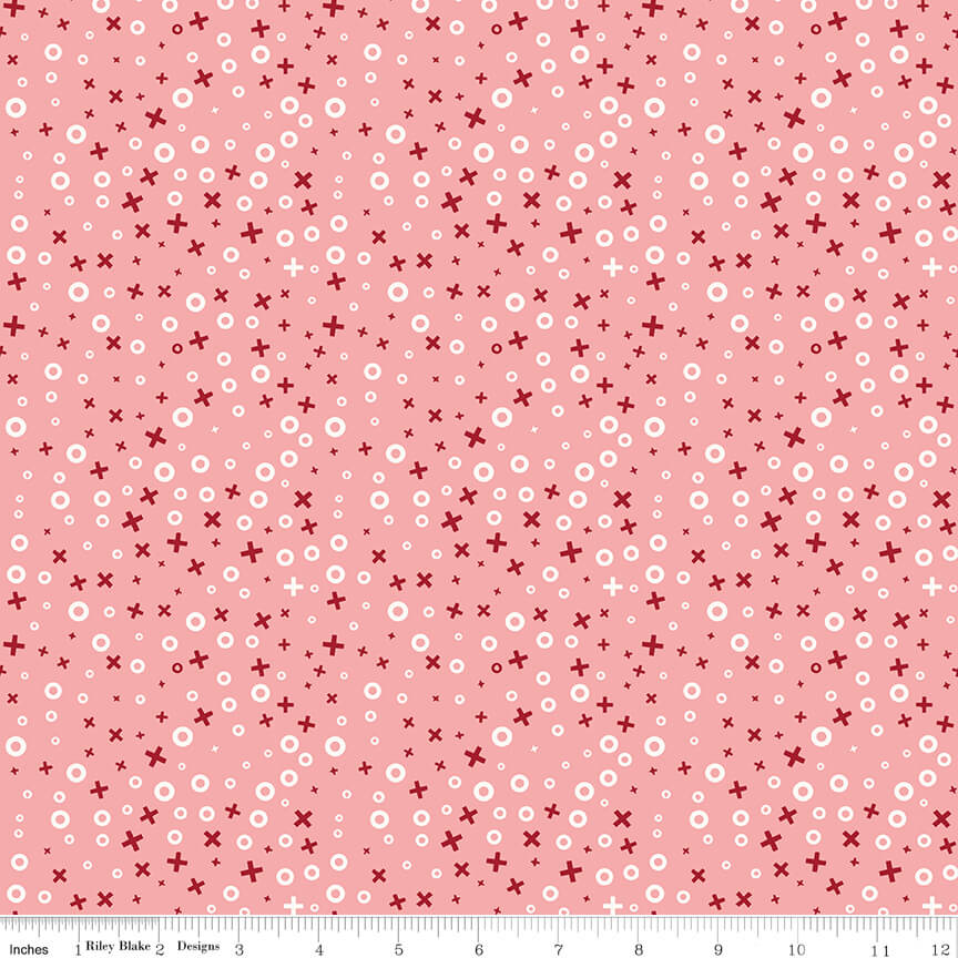 Love You Always - XOs - Coral 44"/45" Fabric Per Yard