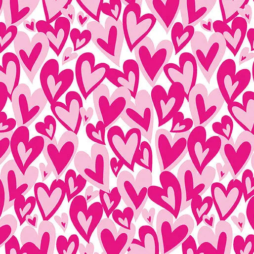 Love You Fur-Ever - Hearts Forever - White/Pink 44" / 45" Fabric Per Yard The Fabric Company