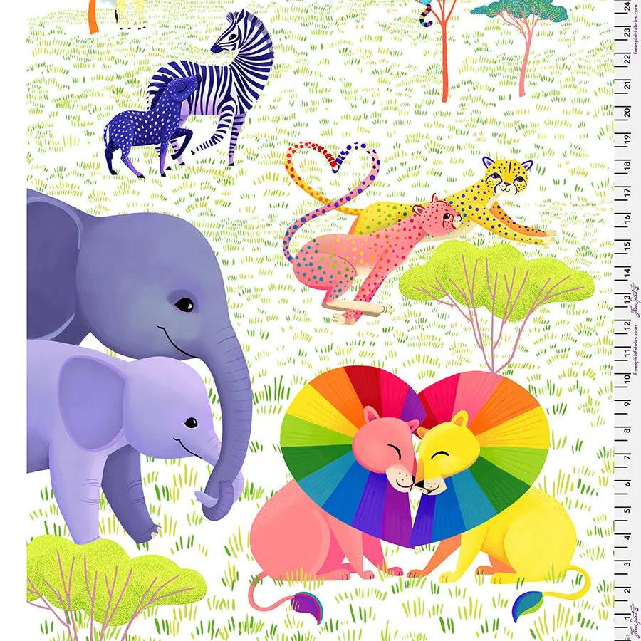 Love in the Wild Panel Cotton 44"/45" Fabric Per Yard Free Spirit Fabrics