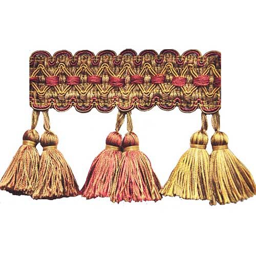 Luxury Double Tassel Fringe Trim, 3.5" X 5 Yards  – Vintage Decorative Upholstery, Curtain Tassel Trim